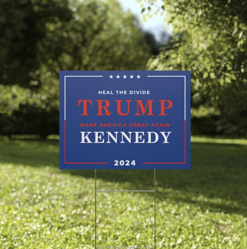 Pro Trump Yard Sign 2024, MAGA RFK Heal the Divide, President Trump Kennedy Unite America, USA election US