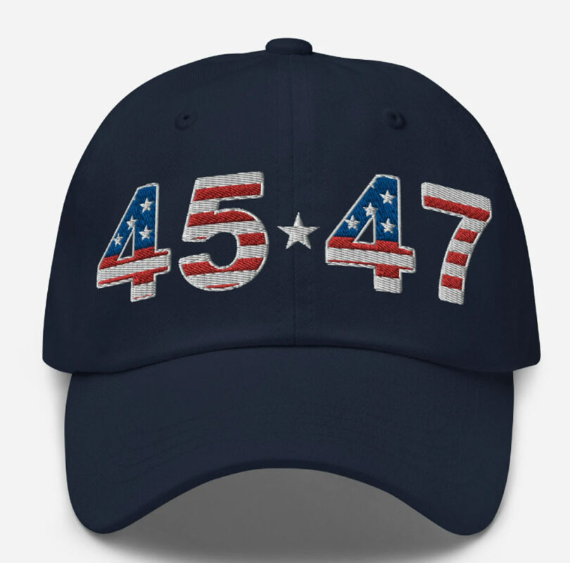 Trump 45 47 Hat, Embroidered Washed Cap, Patriot cap Cotton Cap Dad Hat