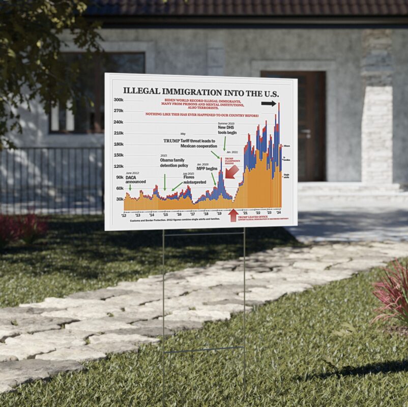 Illegal Immigration Chart Yard Sign USA