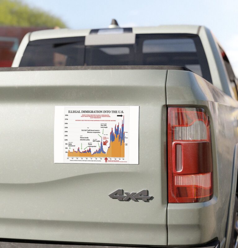 Trump Illegal Immigration Chart Car Magnet, Stickers