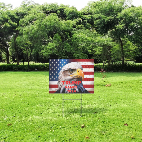 Trump Vance 2024 Yard Signs - America Flag - Trump Yard Sign