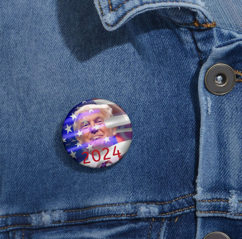 2024 Patriotic Buttons, Trump USA Voting Pin, Political Badge