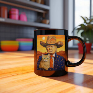 Cowboy Trump With a Cat Coffee Mug - Donald Trump 2024 Mug