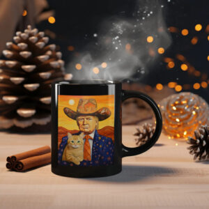 Cowboy Trump With a Cat Coffee Mugs - Donald Trump 2024 Mug