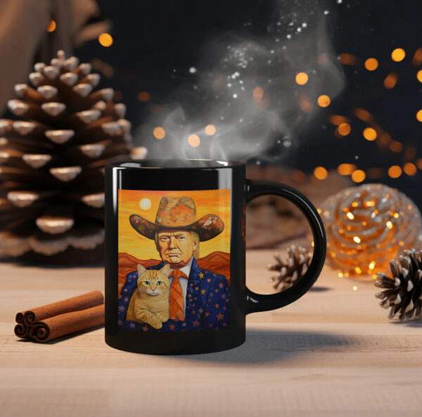 Cowboy Trump With a Cat Coffee Mugs - Donald Trump 2024 Mug