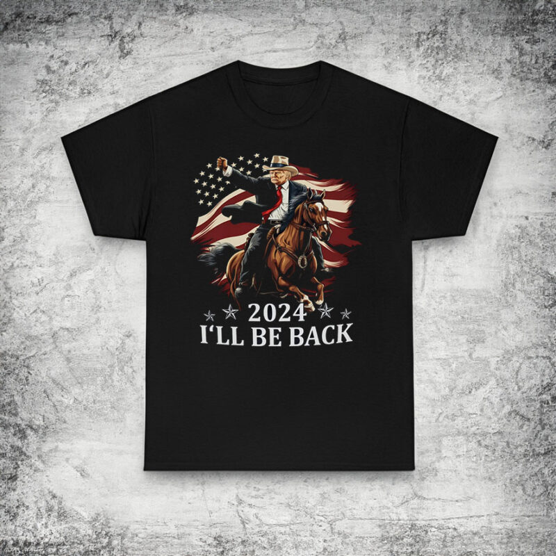 Donald Trump 2024 Shirt - Trump Riding a Horse with The American Flag - Cowboy Trump Tshirt - Trump Shirt