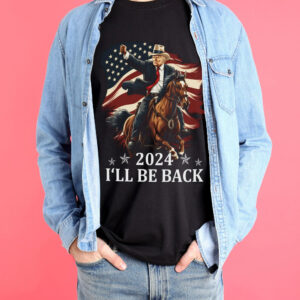 Donald Trump 2024 Shirt - Trump Riding a Horse with The American Flag - Cowboy Trump Tshirt - Trump Shirts