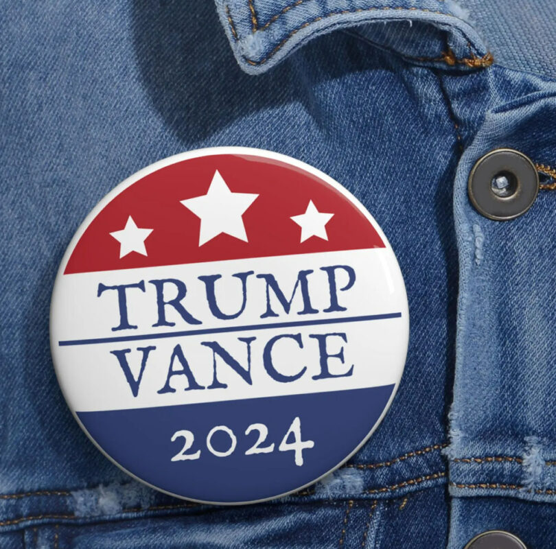 Donald Trump and JD Vance Republican Presidential Campaign 2024 Pin Button