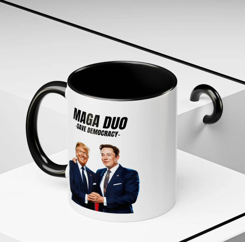 Elon Musk & Trump Mug ,Dark MAGA, Save Democracy, Space Force 2024