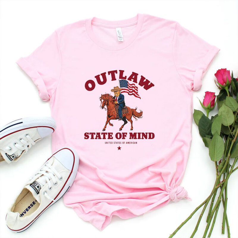 Funny Donald Trump Outlaw State Of Mind Tshirt, Western Donald Trump Cowboy 2024 Shirt