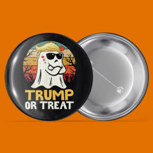 Halloween Trump Or Treat Pinback, Trump Halloween Pin Button