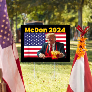 McDon 2024 Funny Donald Trump French Fry Cooking Fries Yard Signs - Trump 2024 - Vote Trump Yard Signs