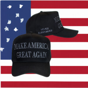 Never Surrender Black MAGA Hat