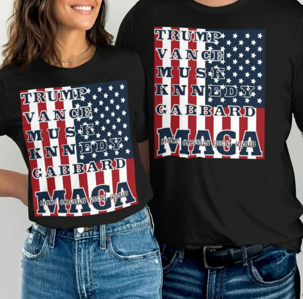 Patriotic American Flag T-Shirts, Trump Vance Musk Kennedy Gabbard