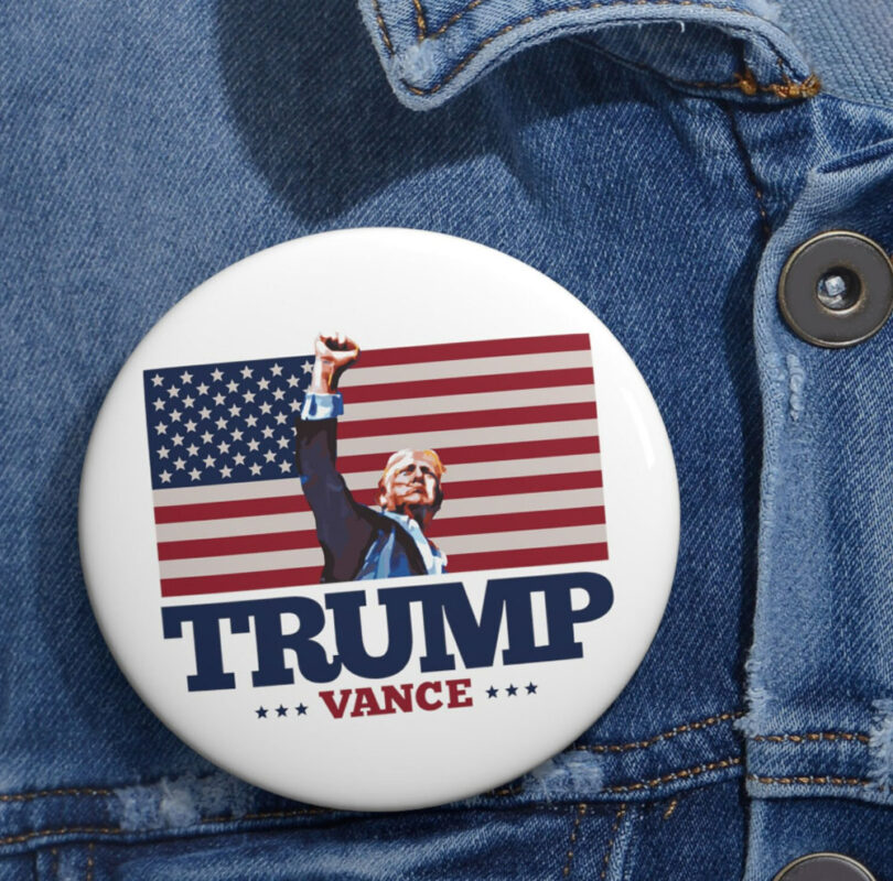 TRUMP VANCE Fist Pump Election Button - 2024 Presidential Pins