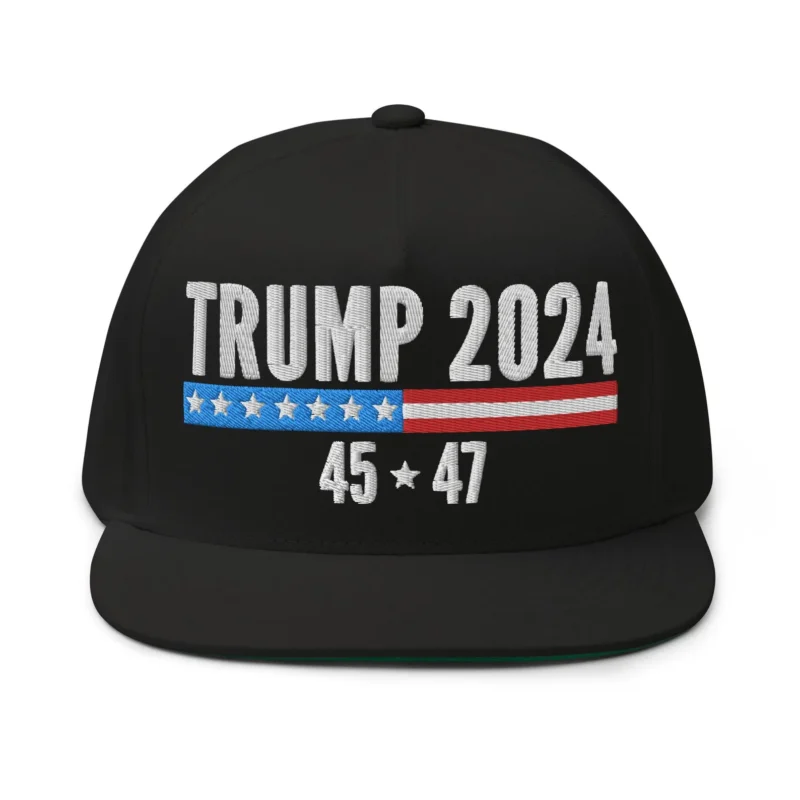 Trump 2024 Hat, Trump 45 47 Hat (Embroidered Flat Bill Snapback Cap)