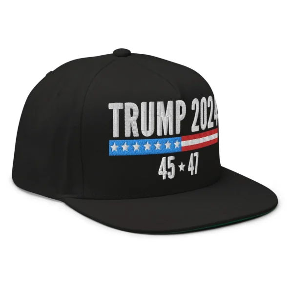 Trump 2024 Hat, Trump 45 47 Hat (Embroidered Flat Bill Snapback Caps)