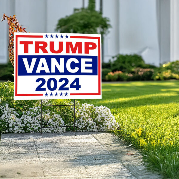 Trump Vance 2024 Election Political Yard Sign with Metal H Stake, Vote Trump 2024