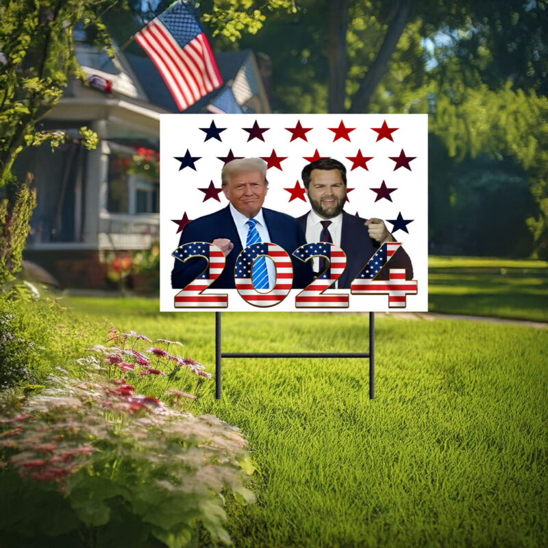 Trump Vance 2024 Full Picture Red White and Blue Political Election Yard sign 2024