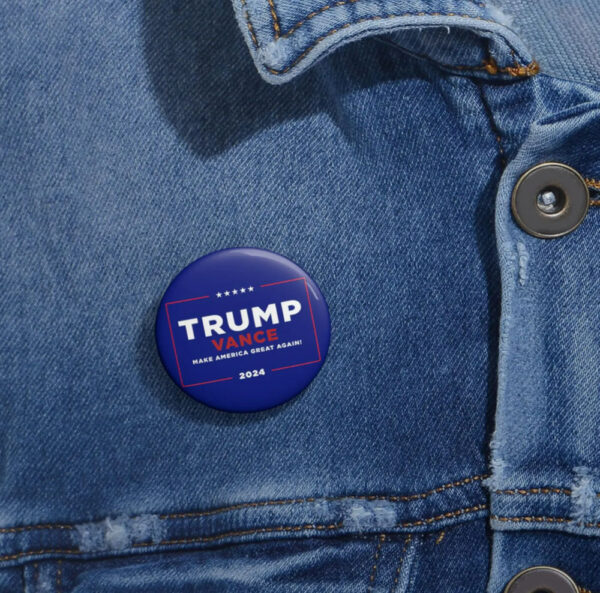 Trump Vance Make America Great Again! 2024, Pin Blue Button, Trump 2024