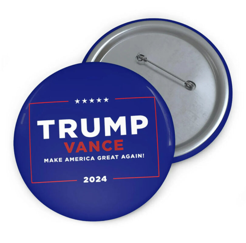 Trump Vance Make America Great Again! 2024, Pin Blue Buttons, Trump 2024