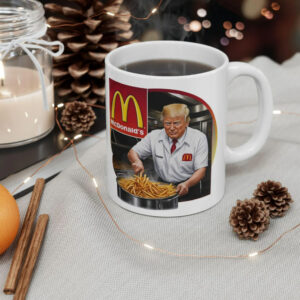 Trump at McDonalds Ceramic Mug, Trump Art Mug