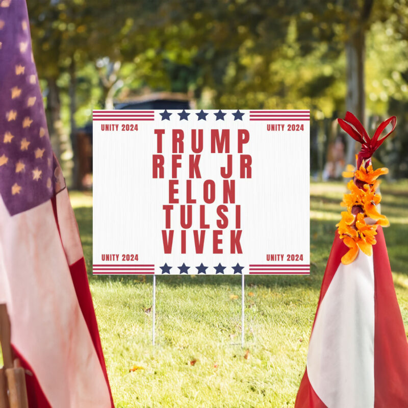 Unity Party 2024 - MAGA Trump RFK Jr Yard Sign - Trump Elon Musk Tulsi Vivek - Conservative Yard Sign - Make America Healthy Again