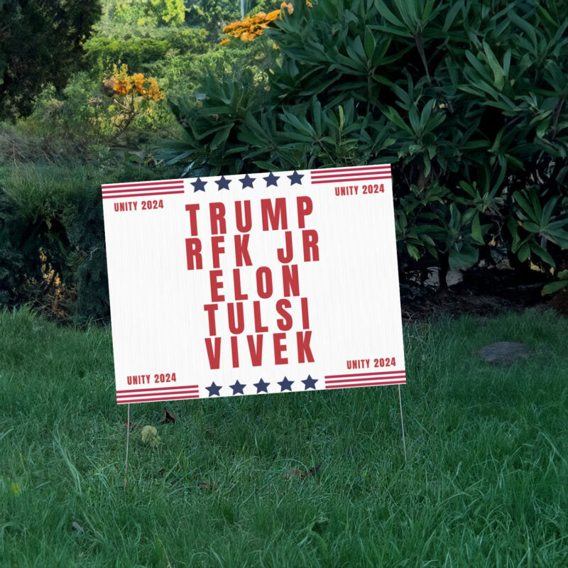 Unity Party 2024 - MAGA Trump RFK Jr Yard Signs - Trump Elon Musk Tulsi Vivek - Conservative Yard Signs - Make America Healthy Again