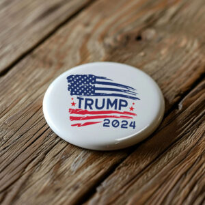 Vote 2024 Trump American Flag Pin Button