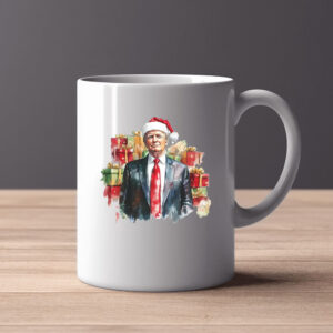 Donald Trump Christmas Mug , MAGA Holidays , Trump with Santa2