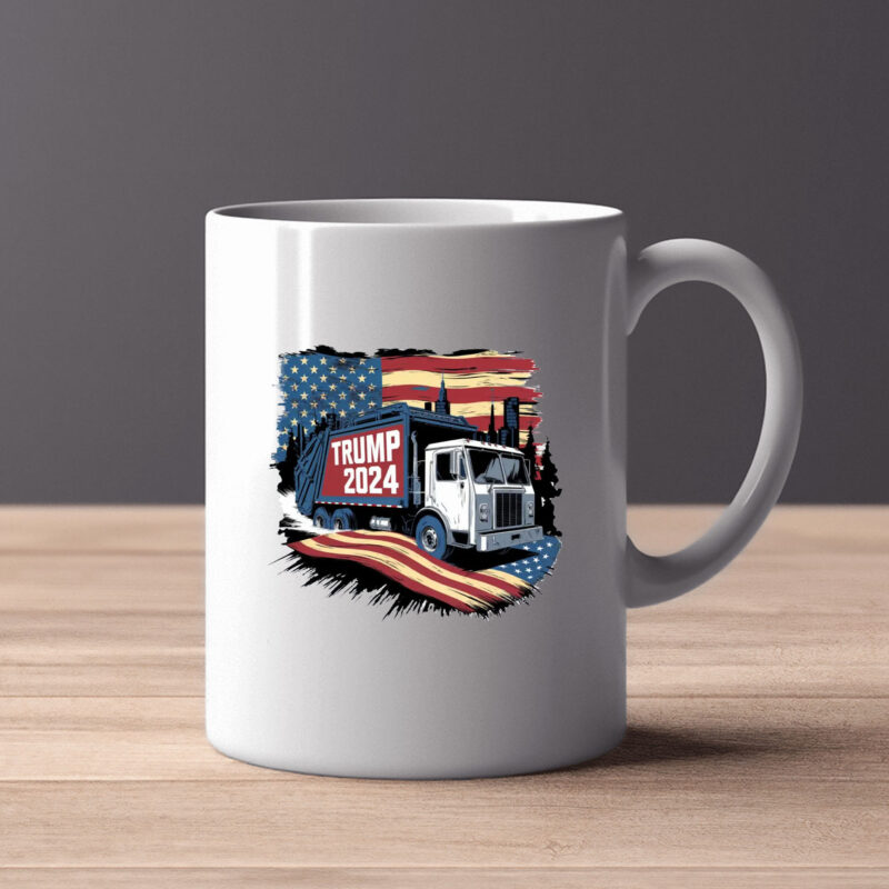 Donald Trump Garbage Truck Election 2024 Mug , MAGA Design Donald Trump 2