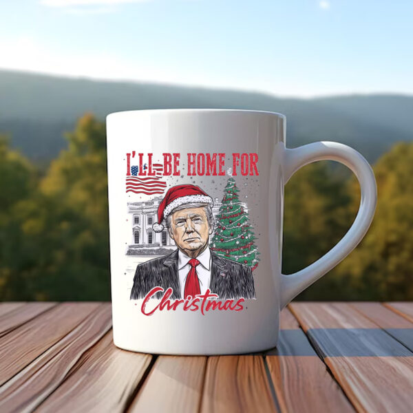 Trump I'll Be Home for Christmas - Humorous Trump Christmas Mug Clipart Illustration