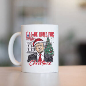 Trump I'll Be Home for Christmas - Humorous Trump Christmas Mug Clipart Illustration1