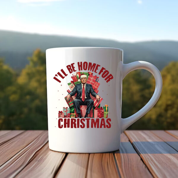 Trump I'll Be Home for Christmas, Humorous Trump Mug Design Clipart Illustration