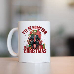 Trump I'll Be Home for Christmas, Humorous Trump Mug Design Clipart Illustration1