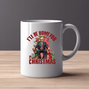 Trump I'll Be Home for Christmas, Humorous Trump Mug Design Clipart Illustration2