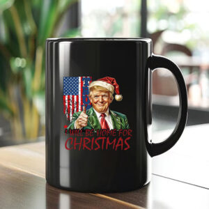 Trump I'll Be Home for Christmas Usa Flag Mug,Christmas Santa Trump 1