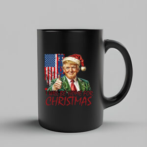 Trump I'll Be Home for Christmas Usa Flag Mug,Christmas Santa Trump 3