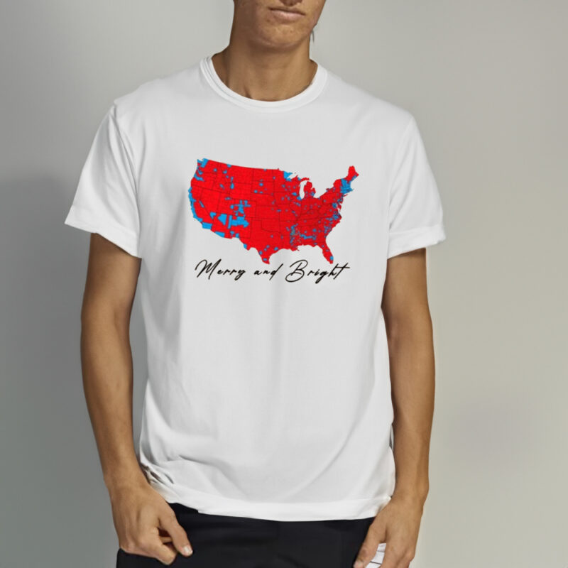 Election Map Christmas Shirt, Merry And Bright Shirt, Trump president Shirt1